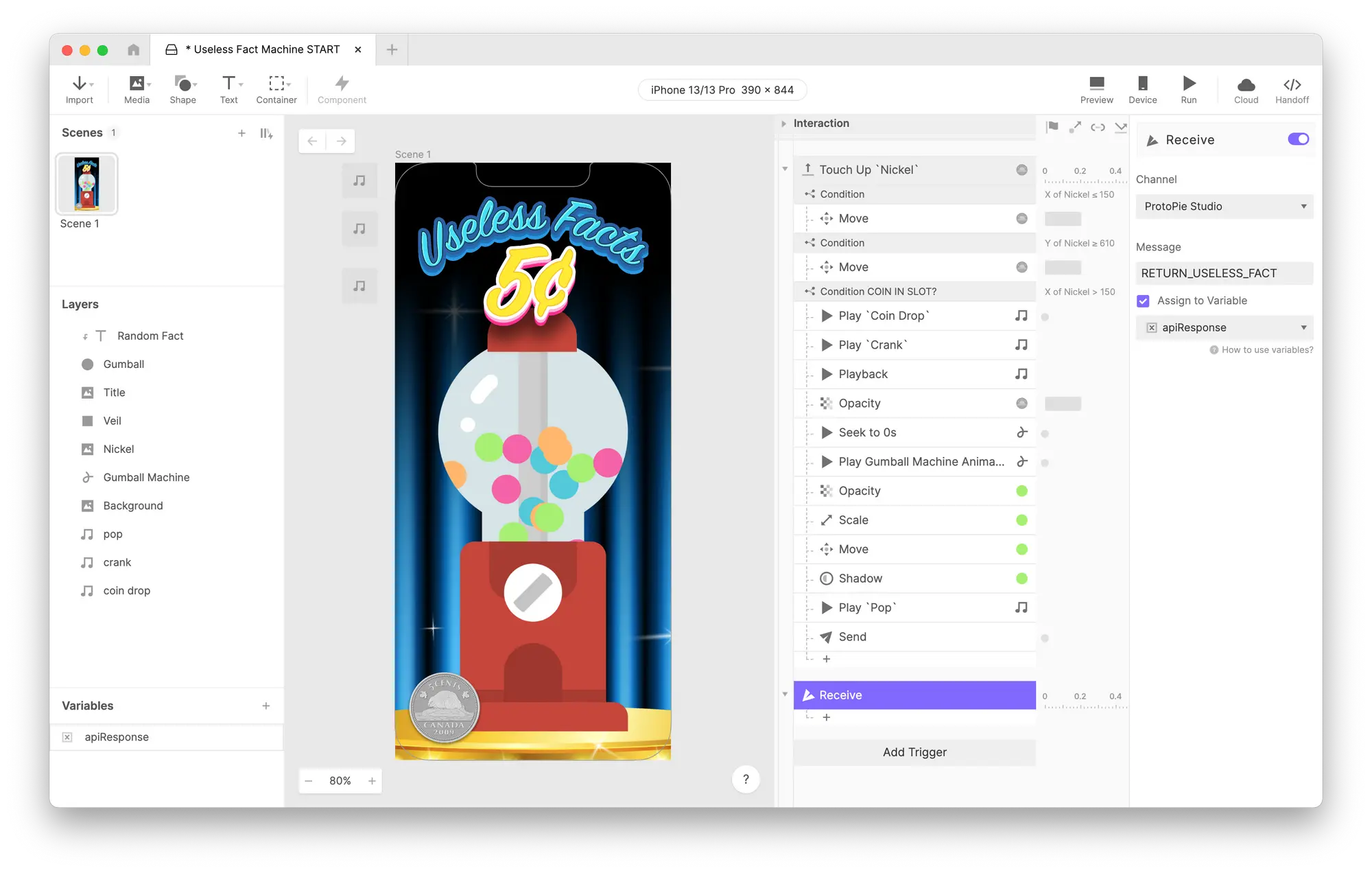 返回接收触发器,并选中“分配给变量”旁边的复选框