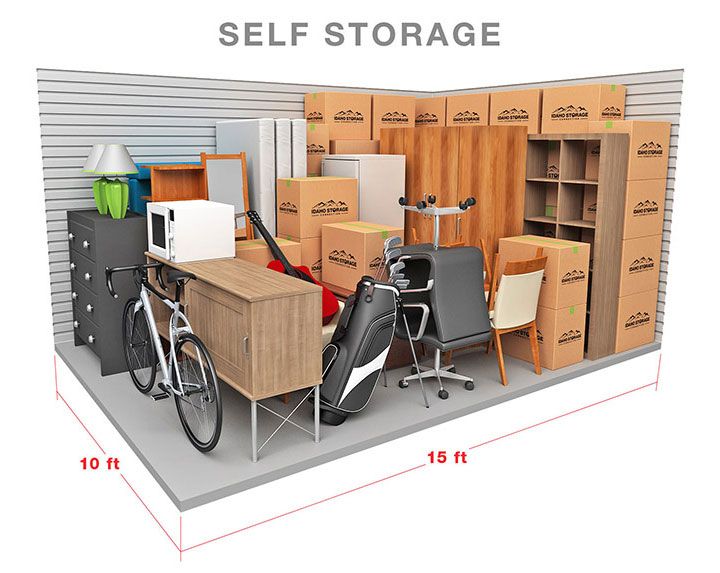 A diagram of a 10 foot by 15 foot storage unit | Idaho Storage Connection