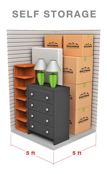 A diagram of a 5 foot by 5 foot storage unit | Idaho Storage Connection