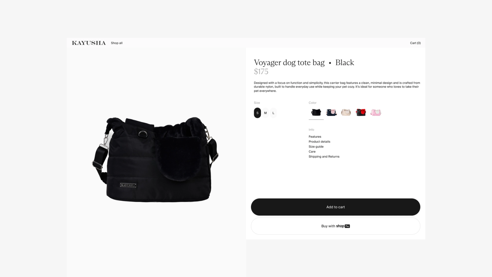 Product detail — Voyager dog tote bag, Black