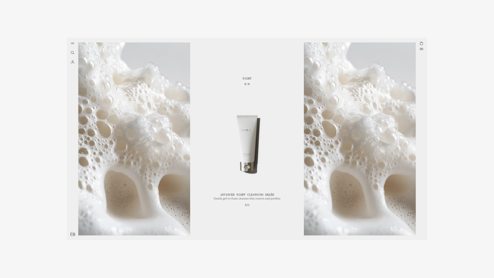 Éva Blanc — foam-art cleanser hero