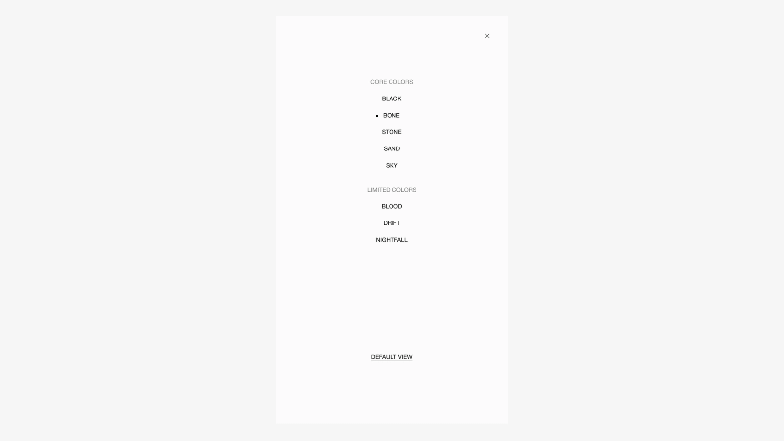 Core / limited colors picker modal