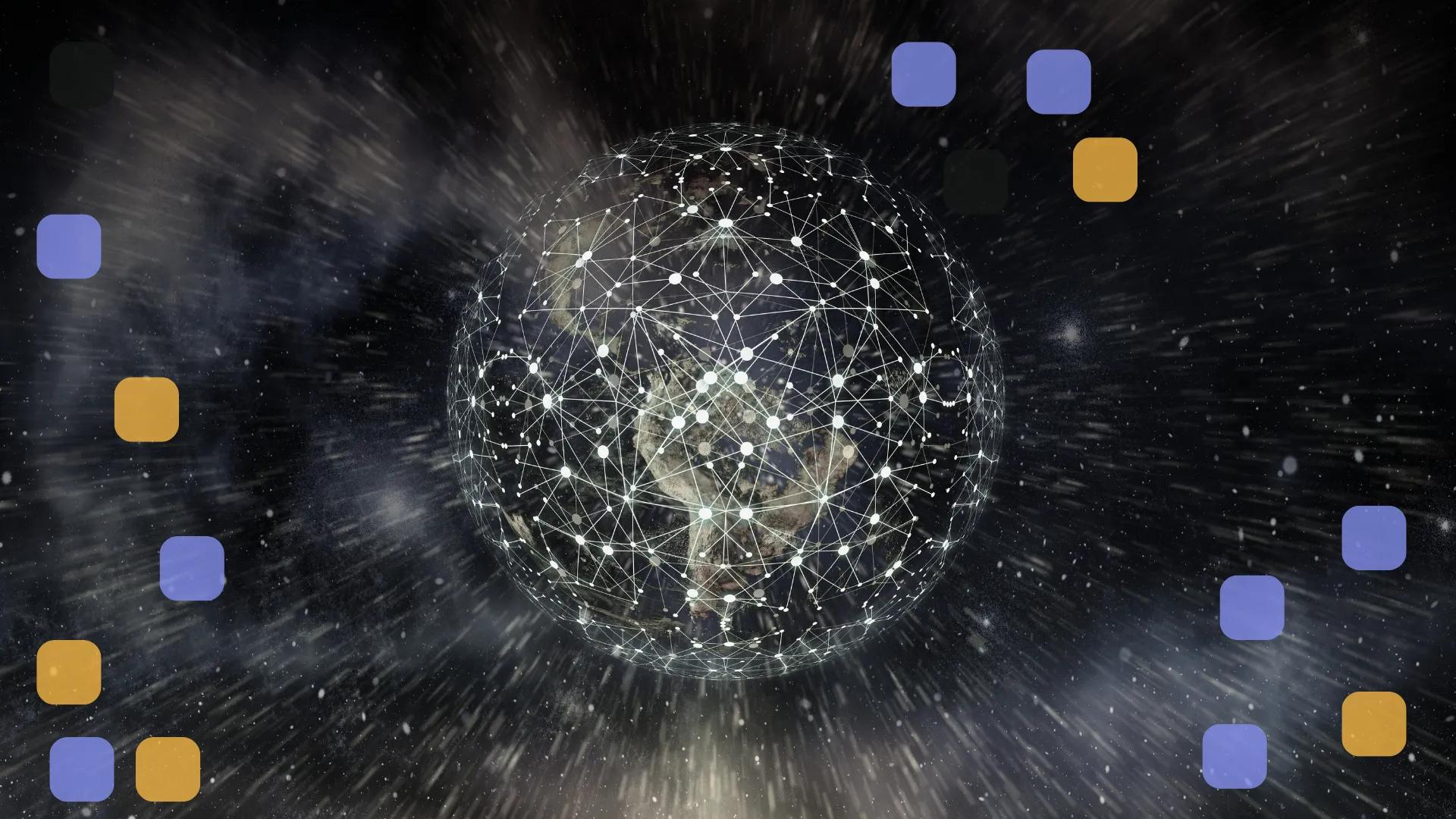 Connected earth illustrating immutable public blockchain technology