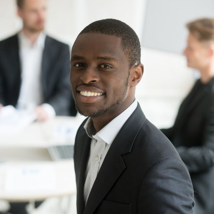 Portrait of an African business executive in a suit