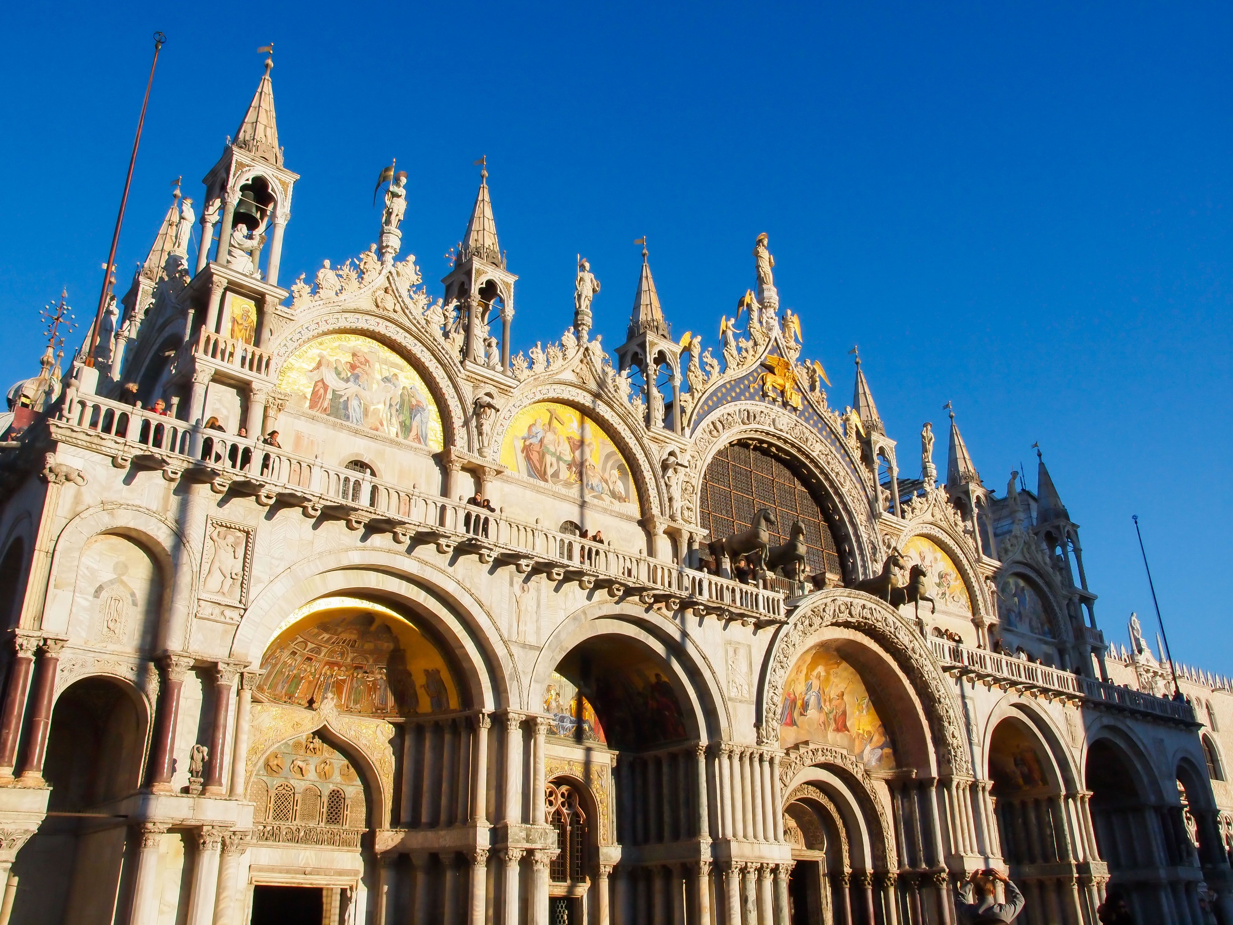 The front of a Gothic Venetian church