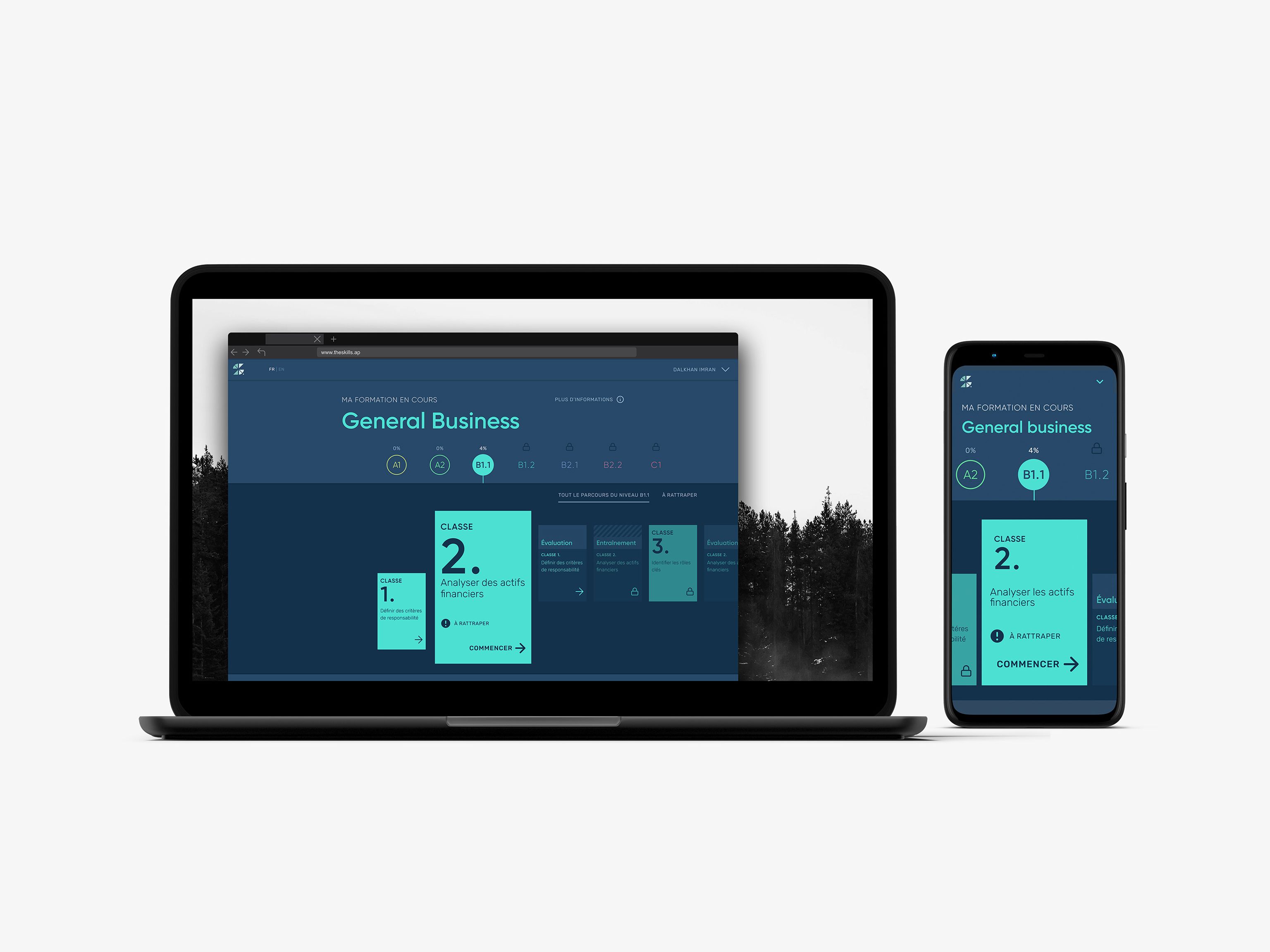 Agence design UI Montpellier expert en technologie éducative mockup TheSkillApp