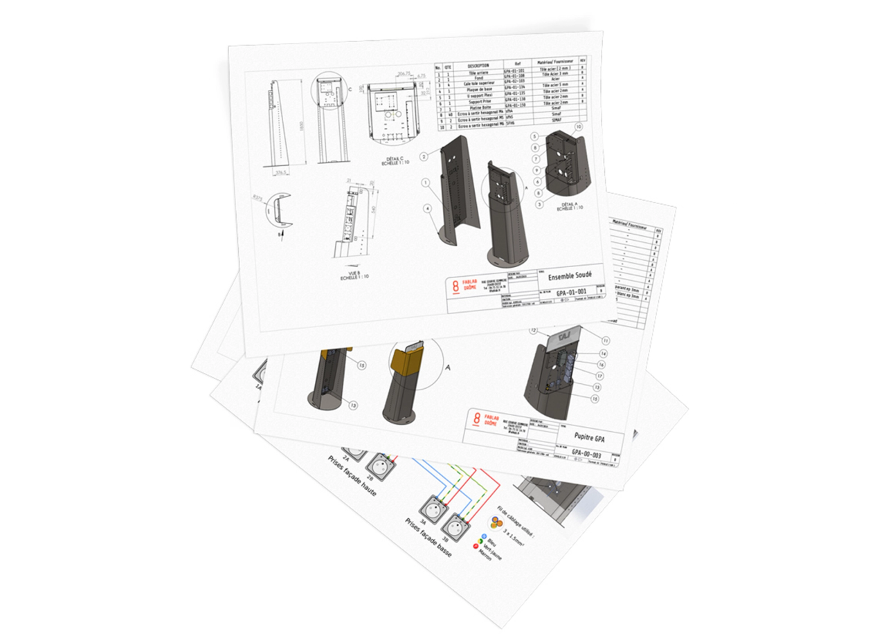 Product design studio Lyon Montpellier France technical drawings GPA