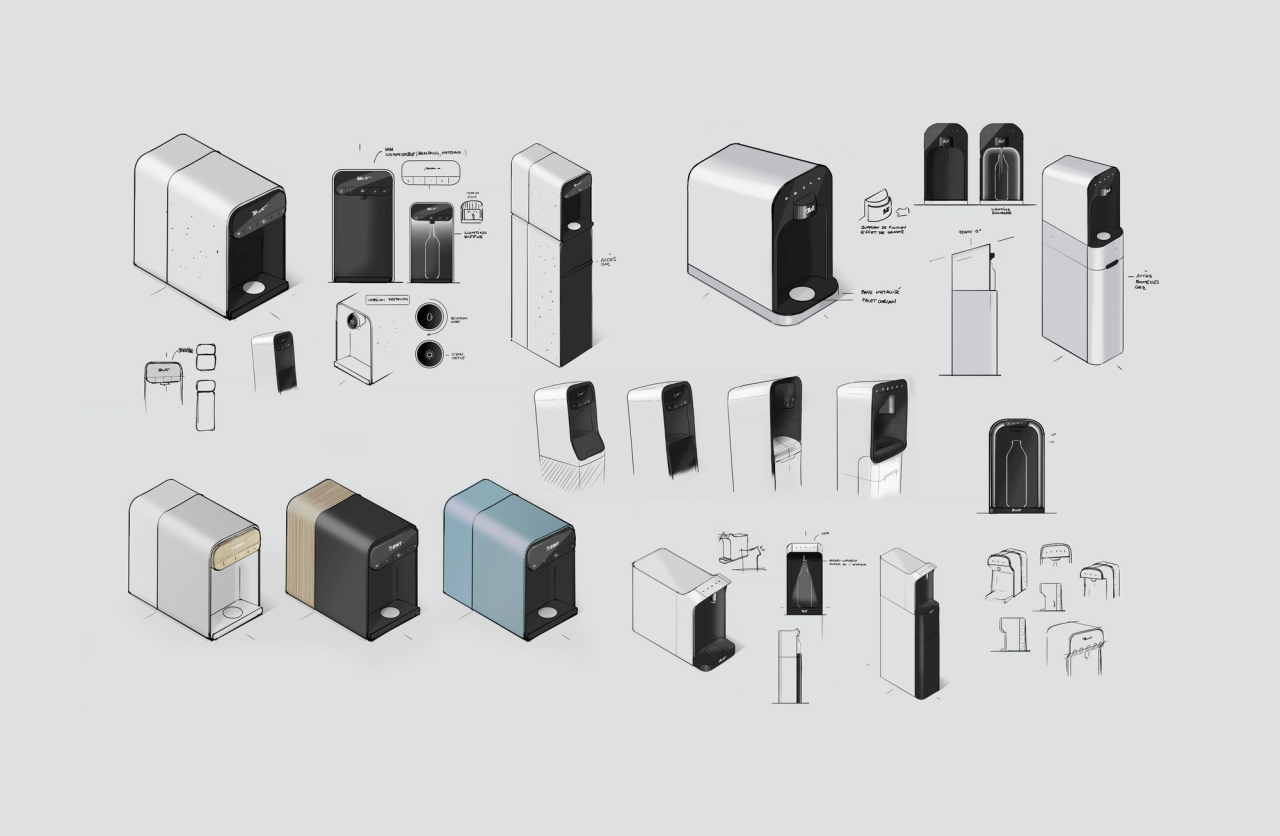 Designer industriel Lyon expert en home appliance fontaine à eau sketch Edafim BWT Office