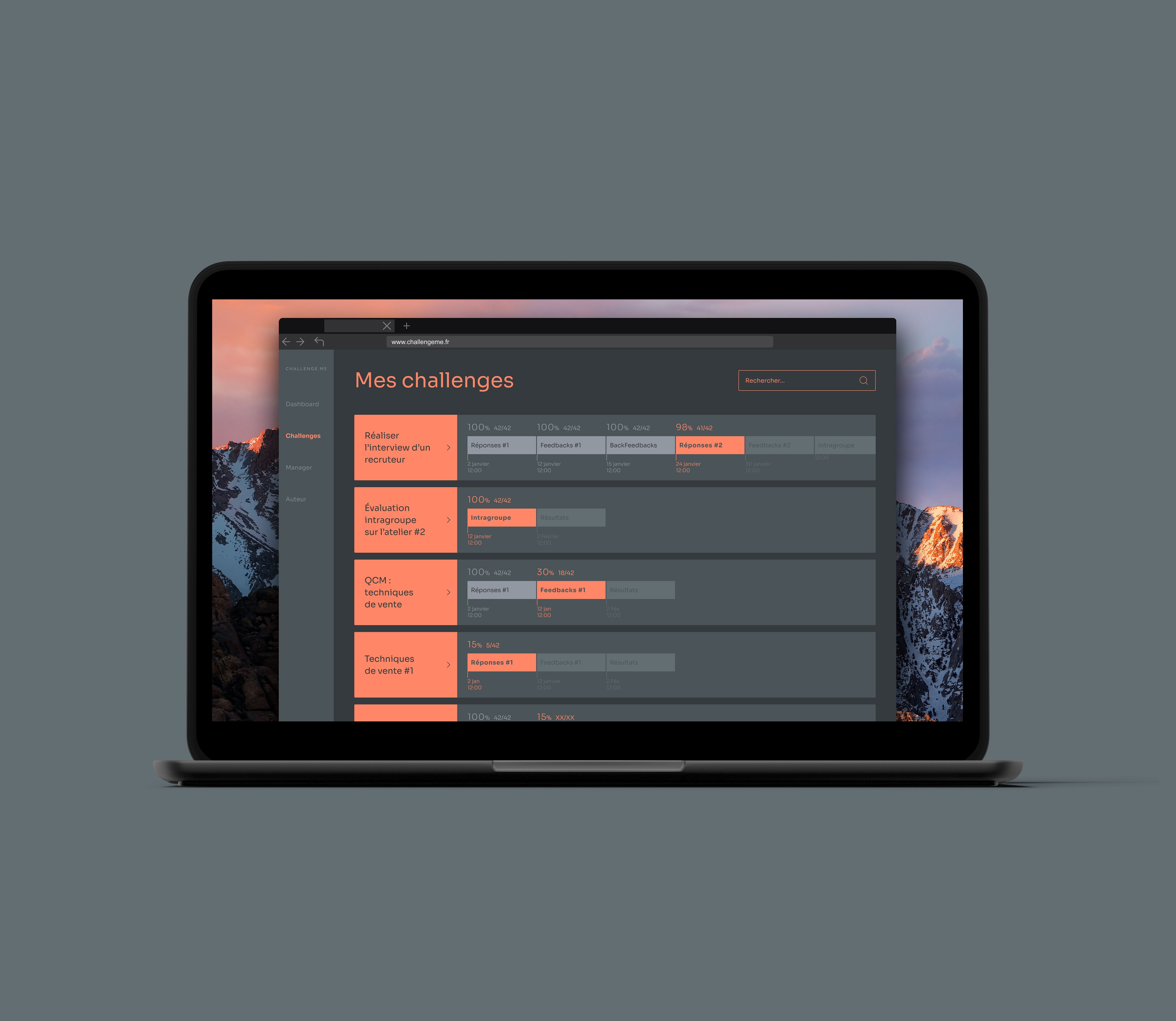 UX/UI design studio Montpellier France expert in educational technology mockup ChallengeMe