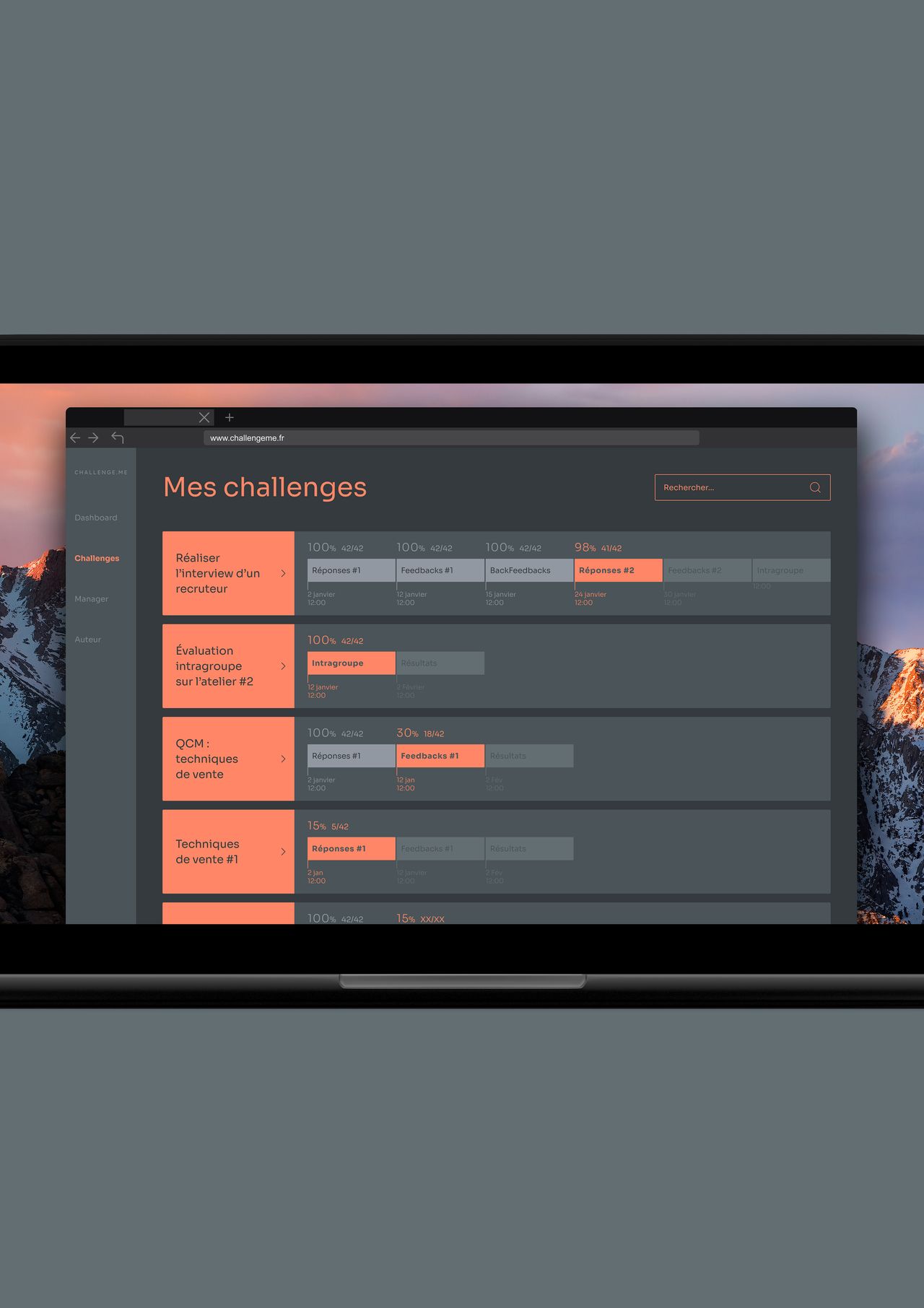 UX/UI design studio Montpellier France expert in educational technology mockup ChallengeMe