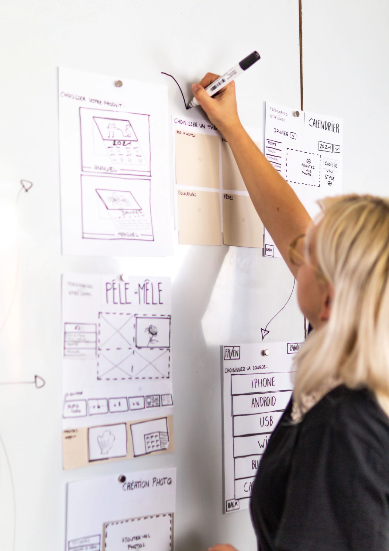 UX/UI design studio Montpellier France, paper wireframe Speedlab