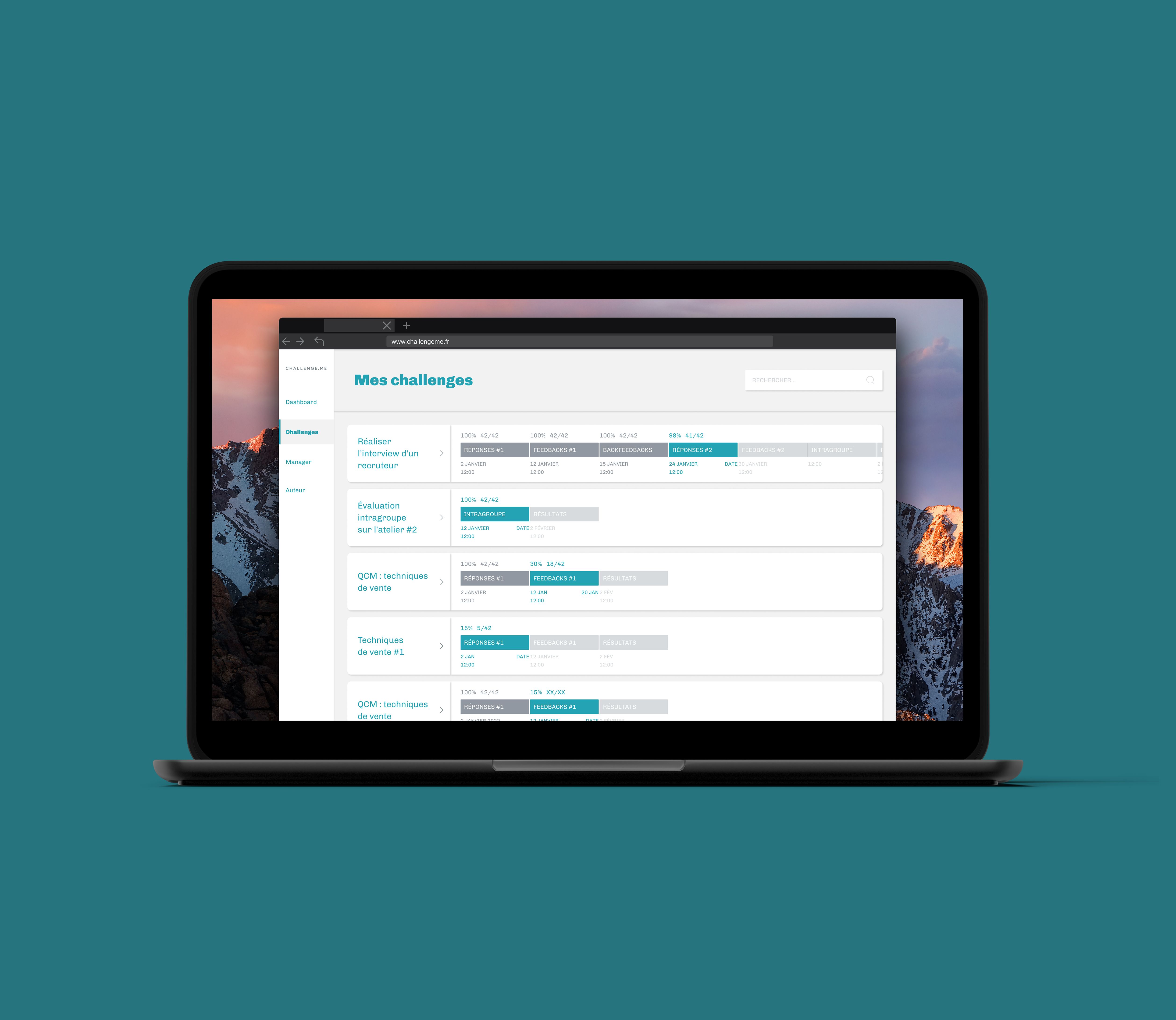 UX/UI design studio Montpellier France expert in educational technology mockup ChallengeMe