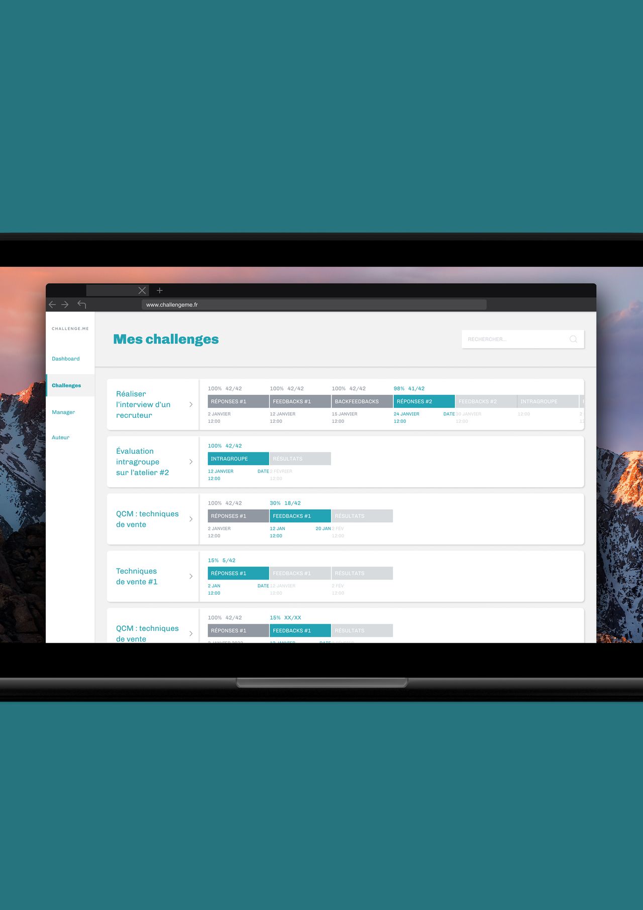 UX/UI design studio Montpellier France expert in educational technology mockup ChallengeMe