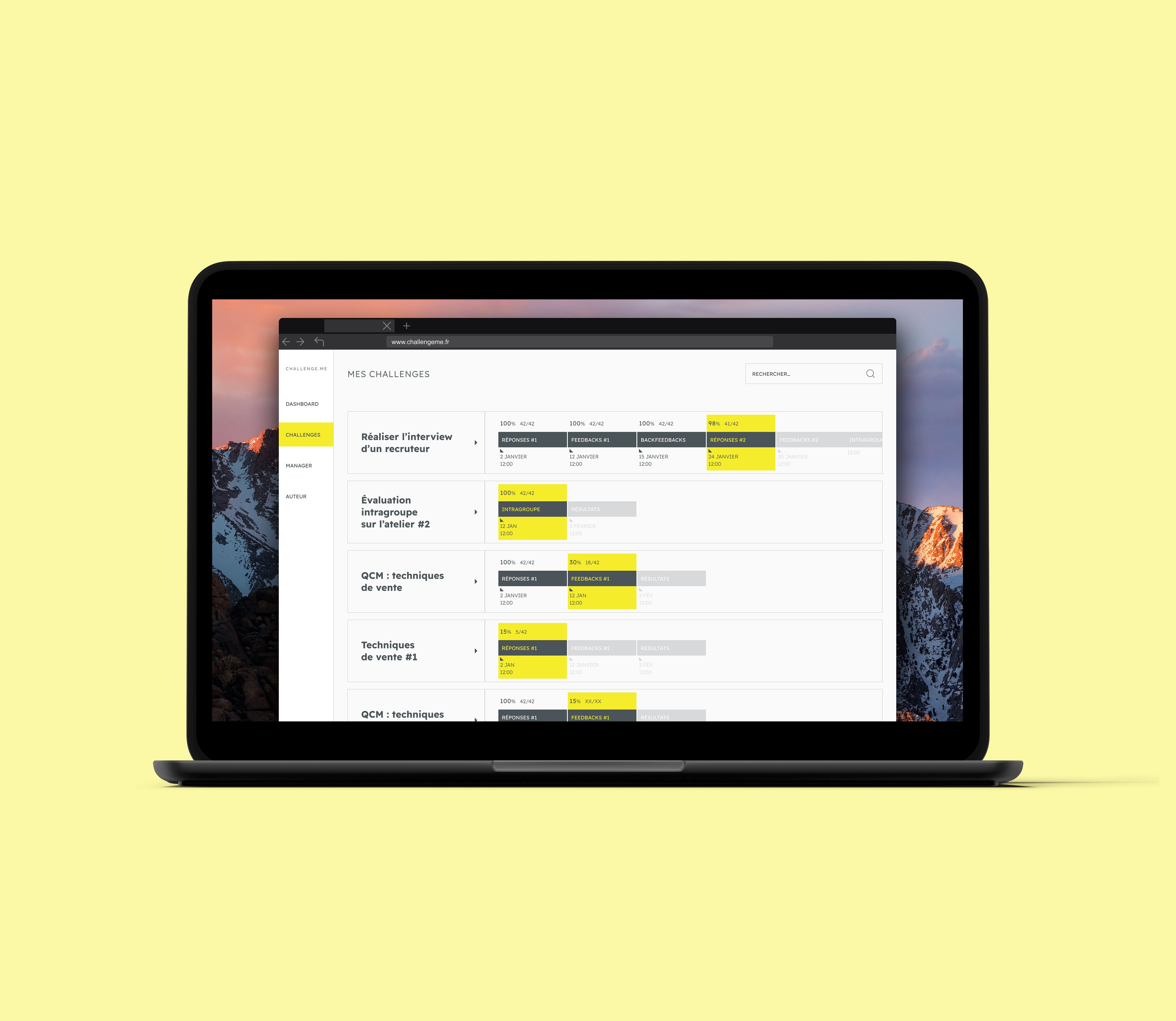 UX/UI design studio Montpellier France expert in educational technology mockup ChallengeMe
