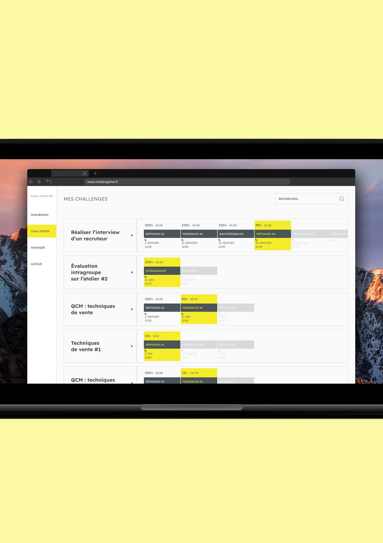 UX/UI design studio Montpellier France expert in educational technology mockup ChallengeMe