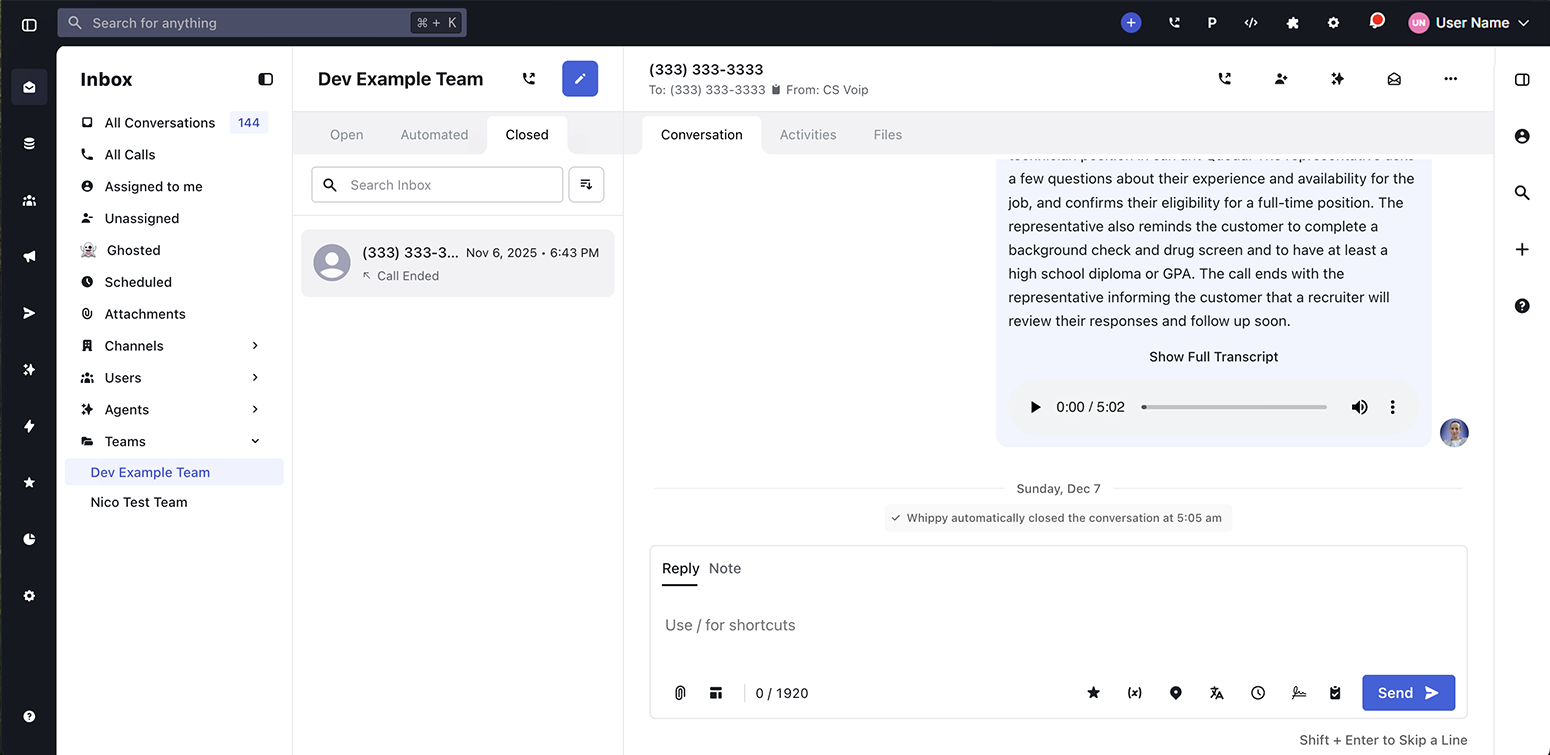 Dbd Inbox Whippy | Added: Inbox Filtering by Team