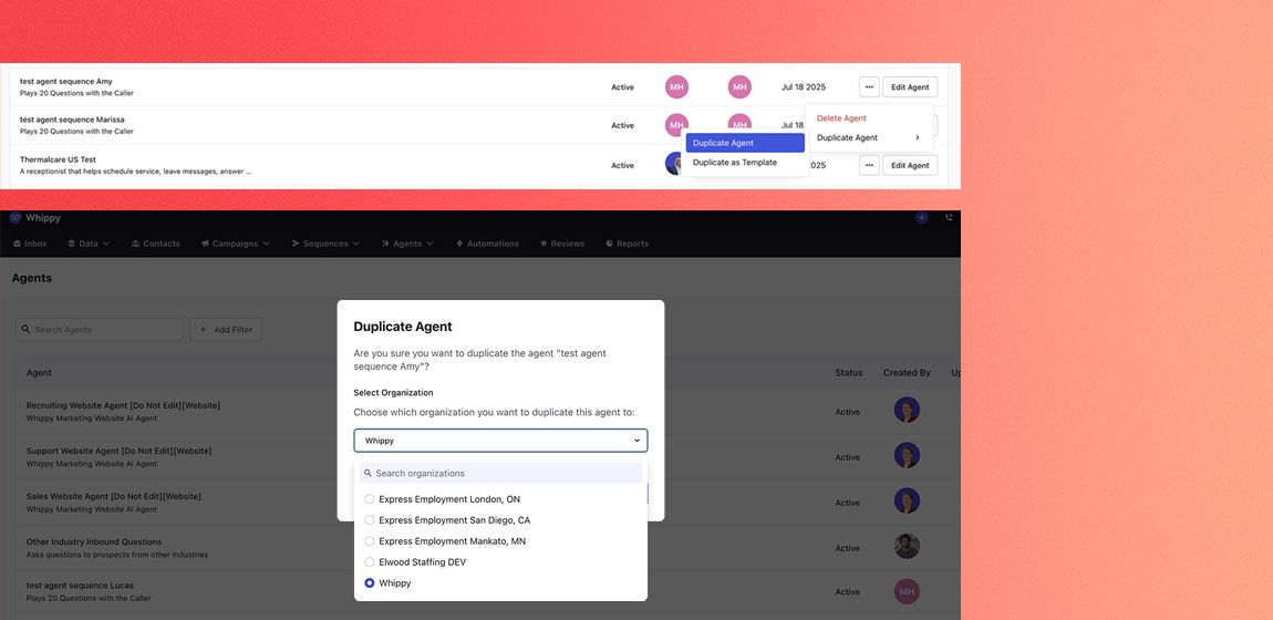 Duplicate Agents Across Organizations
