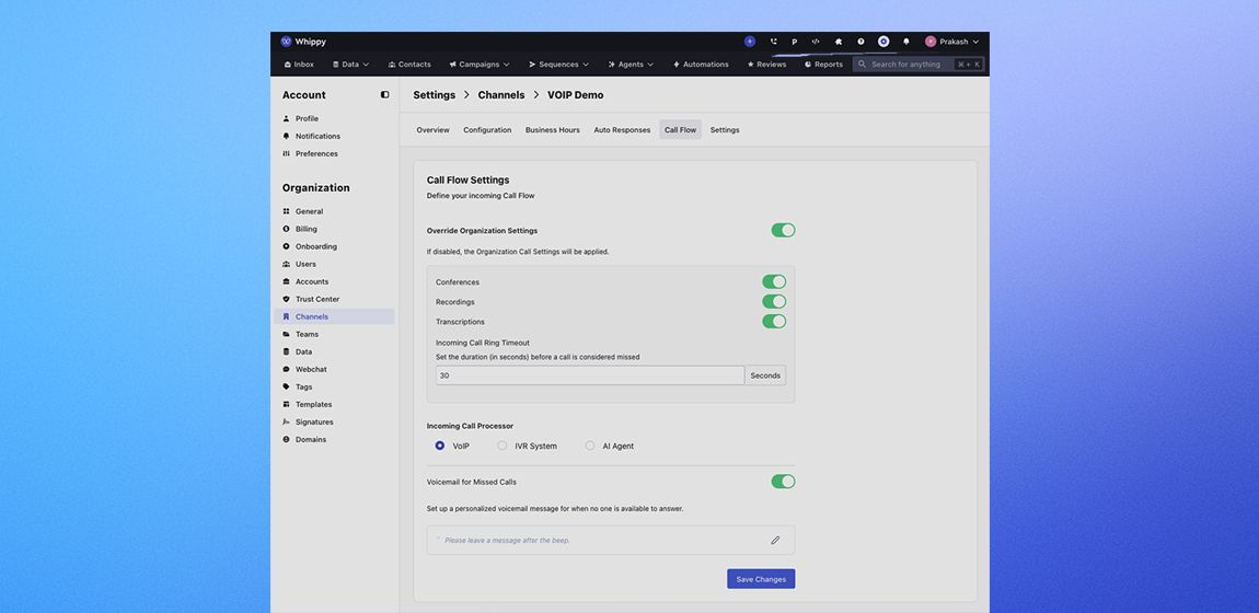 UI Update: Smarter Layout for Call Flow Settings