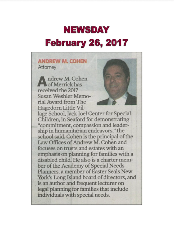 Newsday “Our Towns” clipping featuring the school
