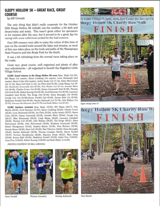 Newsday LI Footnotes clipping about the Sleepy Hollow 5K