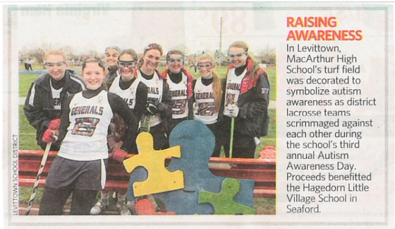 Newsday clipping covering Autism Awareness Day at MacArthur High School
