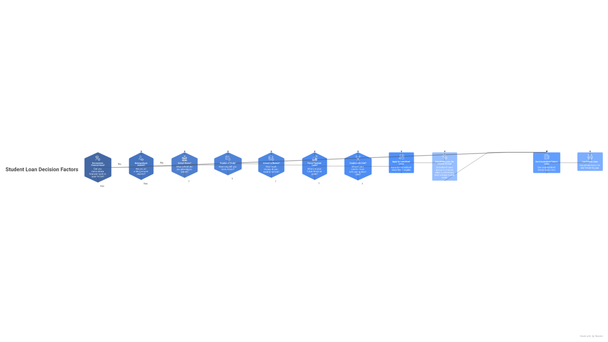 Decision flowchart for choosing between subsidized and unsubsidized student loans