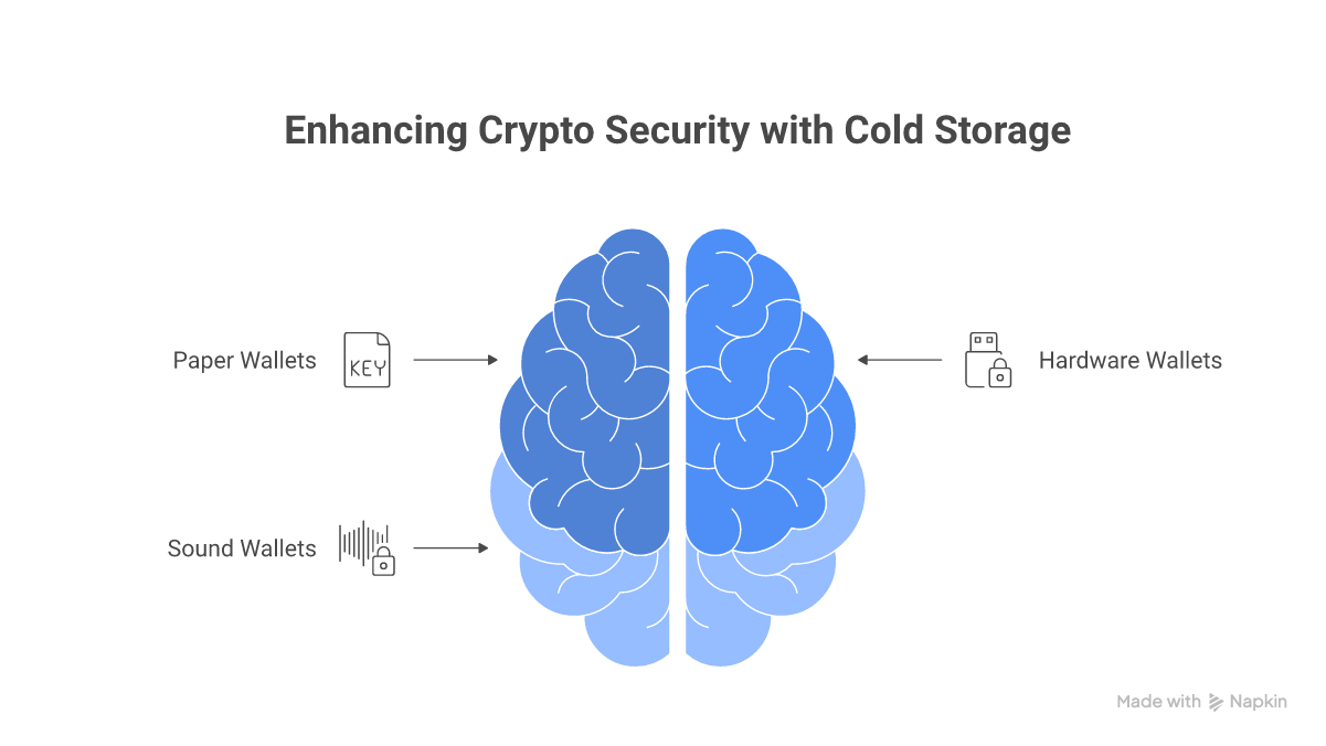 Types of crypto cold storage: paper, hardware, sound, air-gapped, deep cold