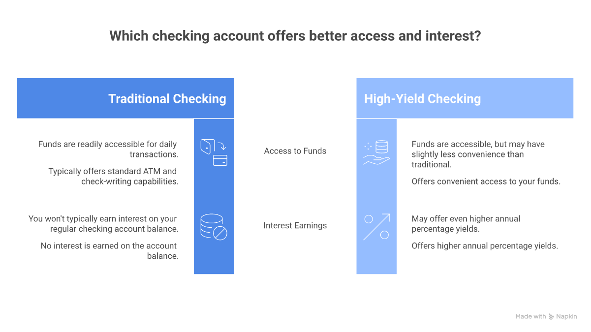 Traditional, interest-bearing, and high-yield checking accounts compared