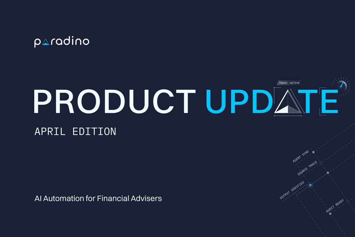 Paradino Product Update for Financial Advisers. Microsoft 365 Connector, RetireMap Connector & workflow updates
