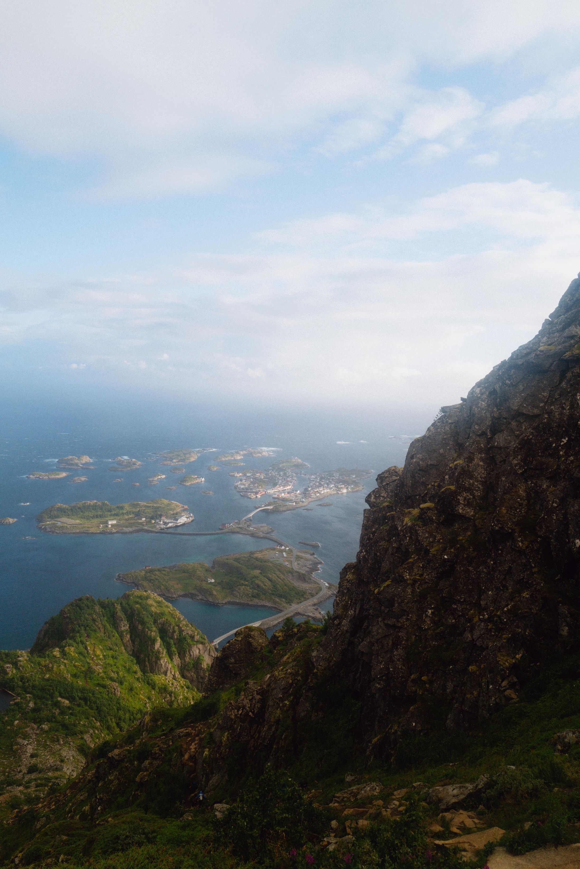 Portrait view of Henningsvær from above