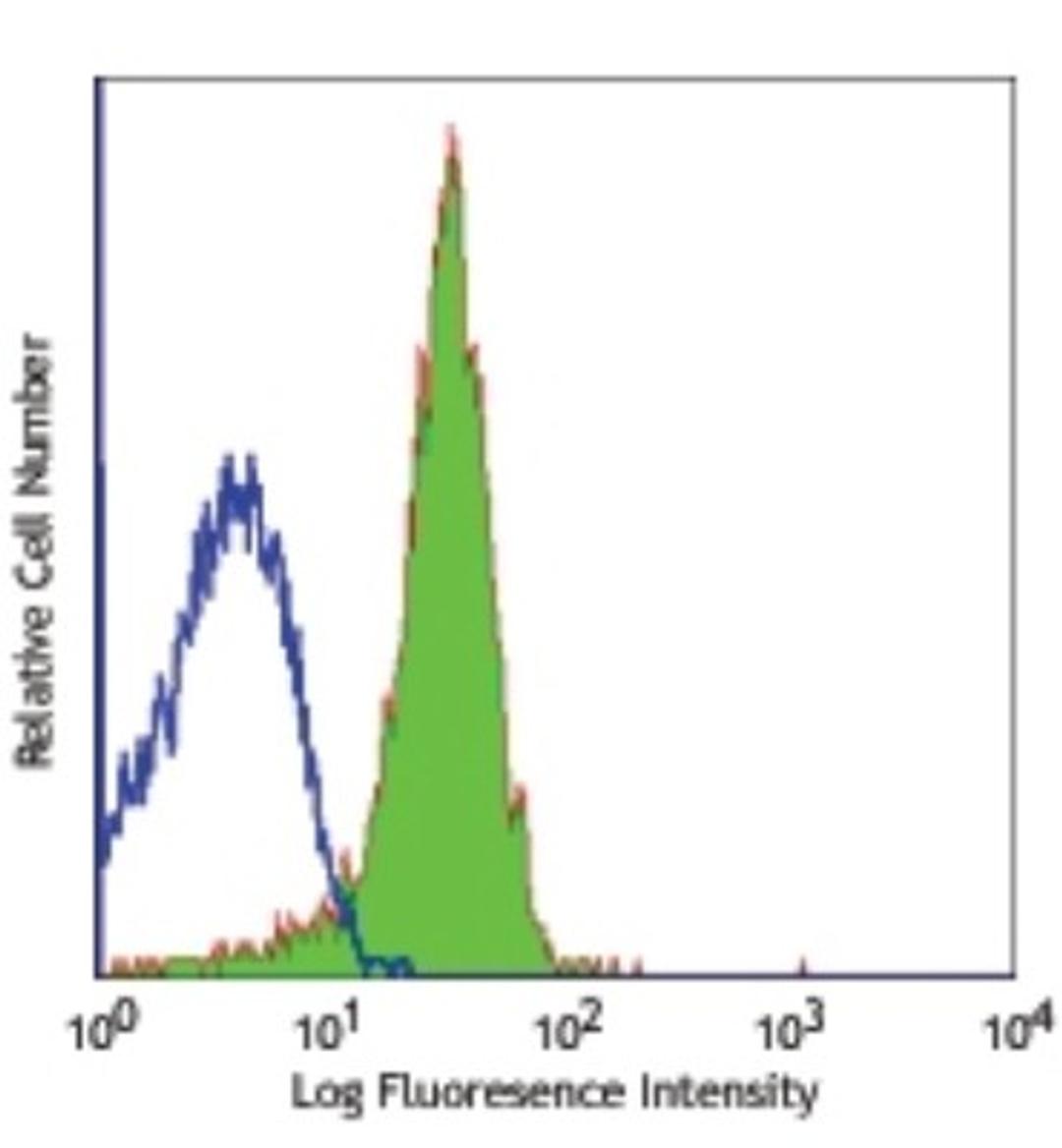 Flow Cytometry: CD31/PECAM1 Antibody (MEC13.3) [NB600-1475] - C57BL/6 mouse splenocytes stained with purified MEC13.3, followed by anti-rat IgG FITC