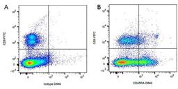 Figure A. Rat anti Canine CD8. Figure B. Rat anti Canine CD8 and purified Mouse anti Canine CD45RA