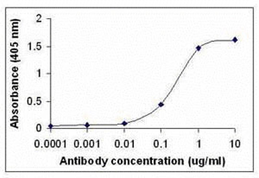 Peptide as test antigen. Affi-pure IgY as primary antibody and Goat anti-IgY-HRP as 2nd antibody. Fixed amount of antigen (5 ug/mL) and serial dilutions of IgY.