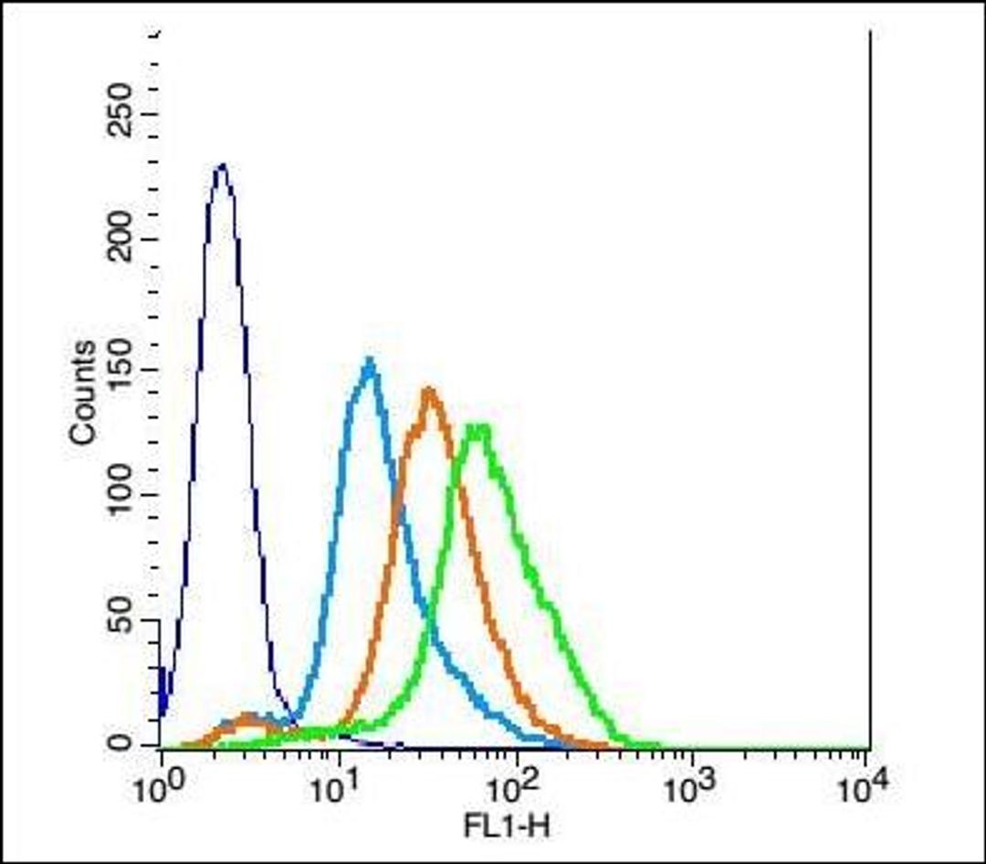 Flow cytometric analysis of HCCLM3 cell using EphA3 antibody.