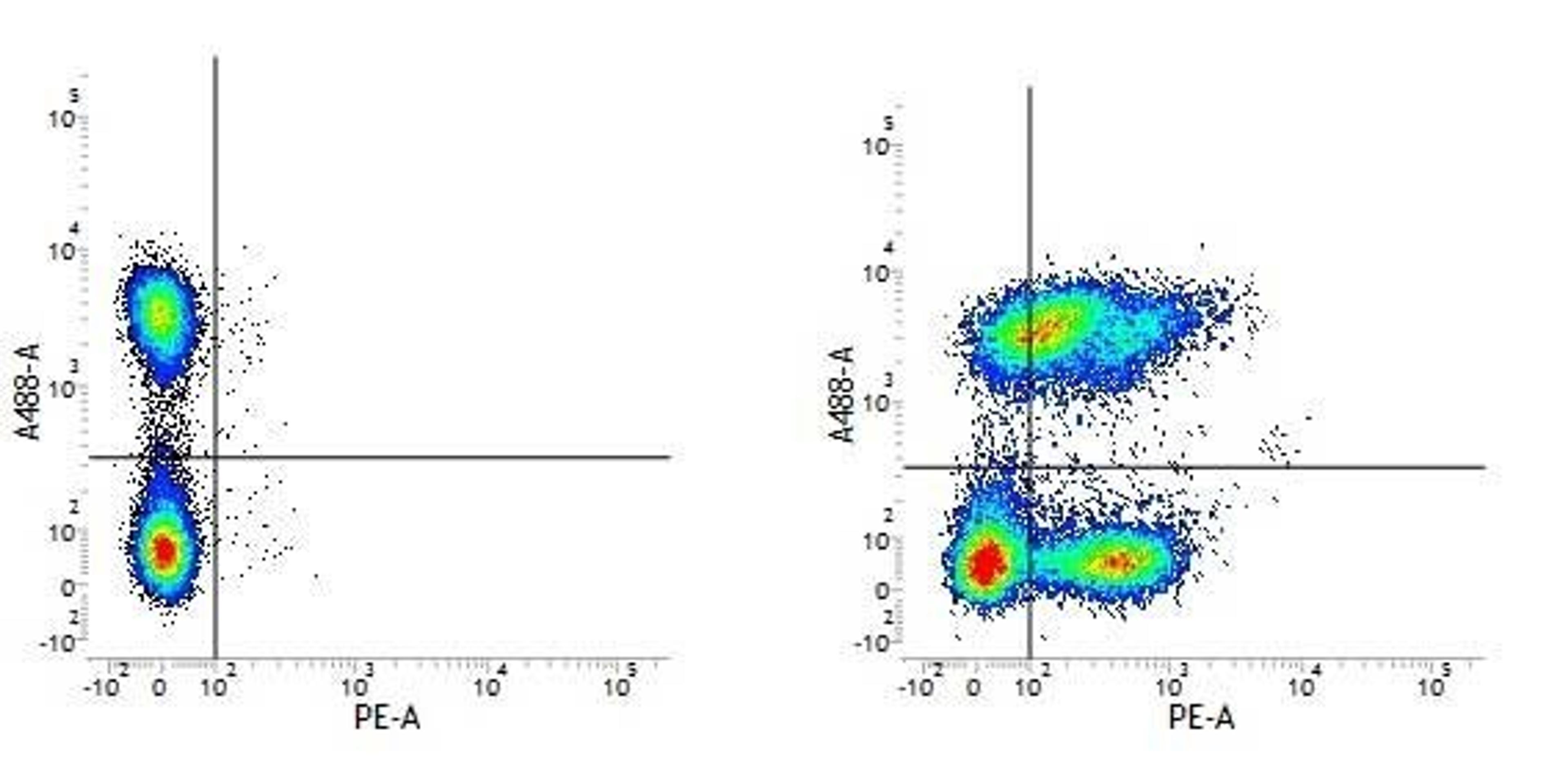 Figure A. Mouse anti Human CD3. Figure B. Mouse anti Human CD3 and Rat anti Human CD49F.