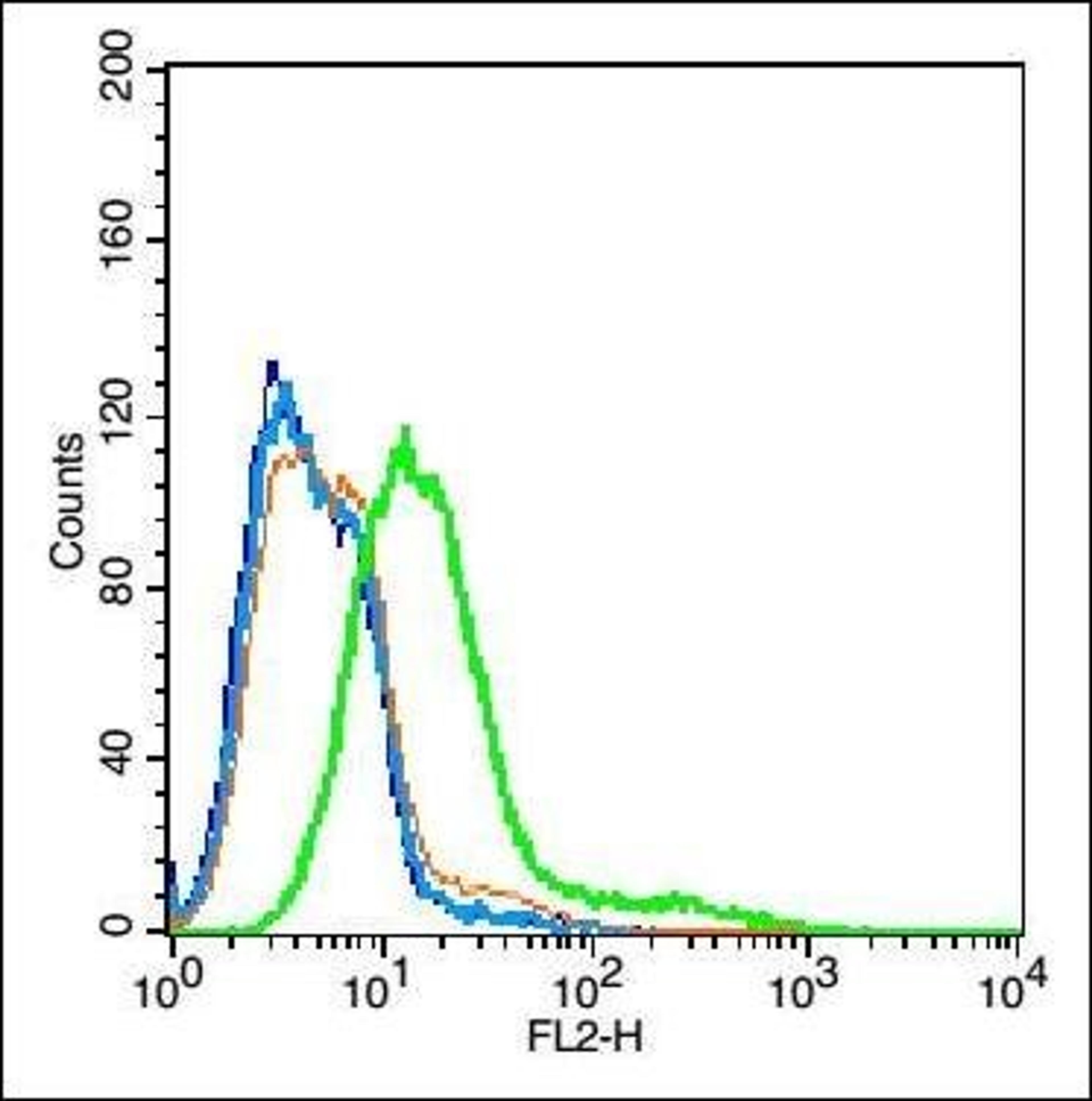 Flow cytometric analysis of LOVO cells using HFE antibody.