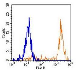 Flow cytometric analysis of human peripheral blood monocytes using CD64 antibody (PE)