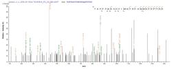 Based on the SEQUEST from database of E.coli host and target protein, the LC-MS/MS Analysis result of CSB-EP518830HU could indicate that this peptide derived from E.coli-expressed Homo sapiens (Human) PODXL.