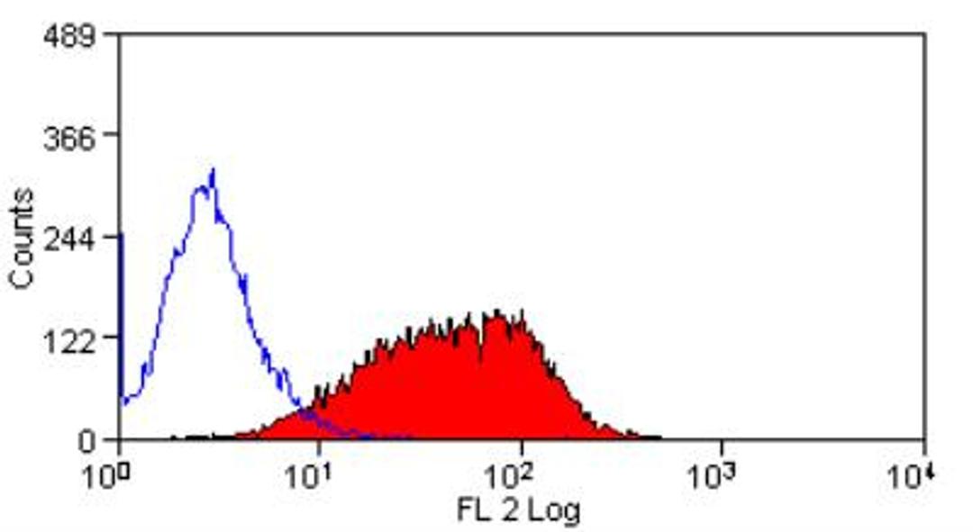 Flow Cytometry: TREM-1 Antibody (L5-B8.2A12.3A12) [NBP1-40907] - Staining of J774 cells with Rat anti Mouse TREM-1:RPE.