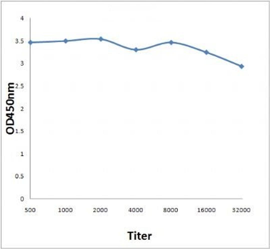 Line graph illustrates about the Ag-Ab reactions using different concentrations of antigen and serial dilutions of BRLF1 antibody