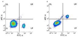 Figure A. mouse anti human CD14. Figure B. mouse anti human CD14 and mouse anti human CD33. 