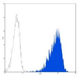 Flow cytometric analysis of REH cells using CD10 antibody (PE)