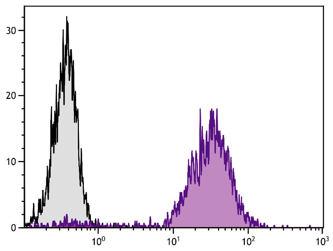 Mouse pre-B cell line 18-81 was stained with Rat Anti-Mouse CD71-PE (Cat. No. 98-838).