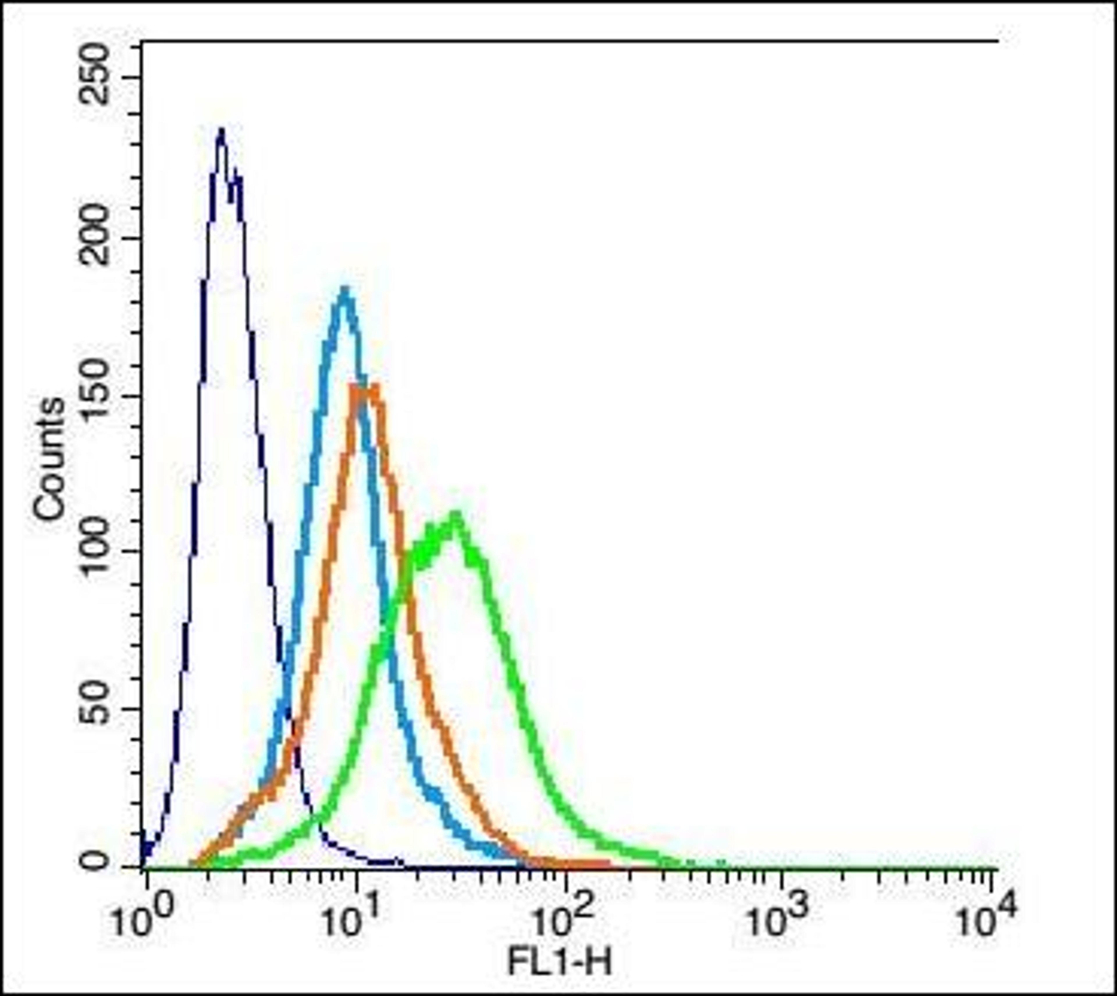 Flow cytometric analysis of H9C2 cell using TREM1 antibody.