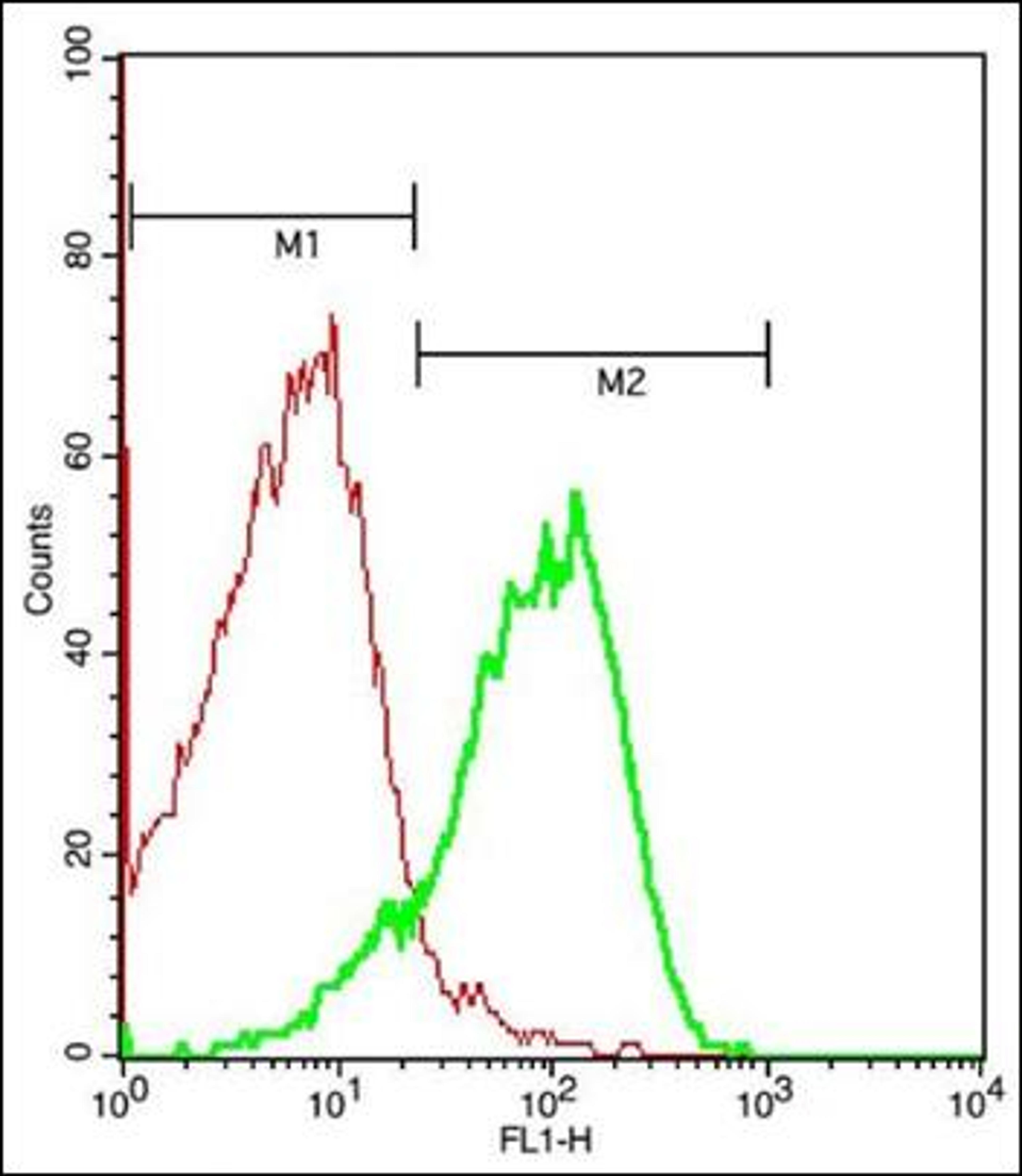 Flow cytometric analysis of stomach cell using GPR15 antibody.