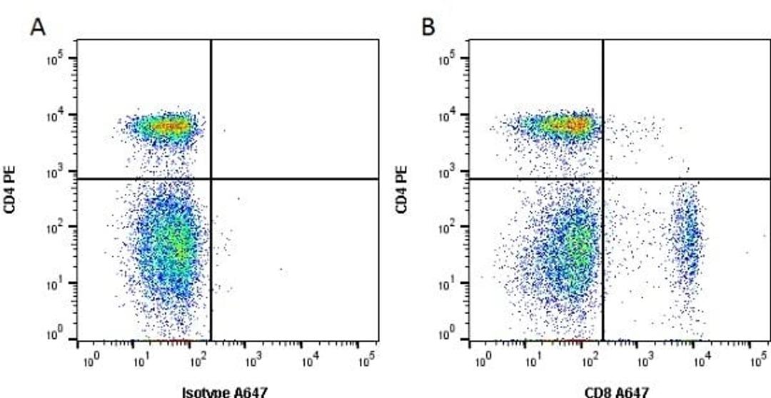 Figure A. Rat anti Dog CD4. Figure B. Rat anti Dog CD4 and Rat anti Dog CD8.