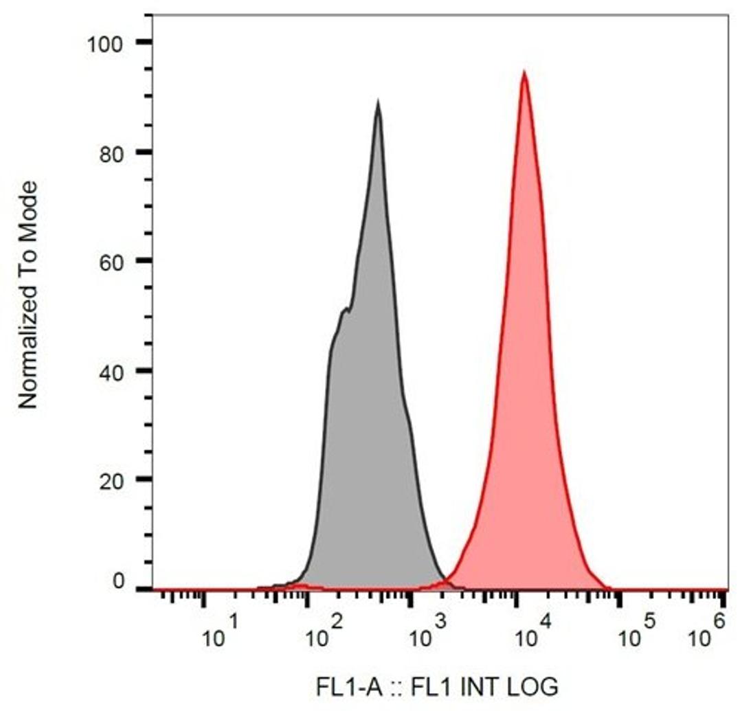 Flow cytometric analysis of RAMOS cells using p53 antibody (FITC)