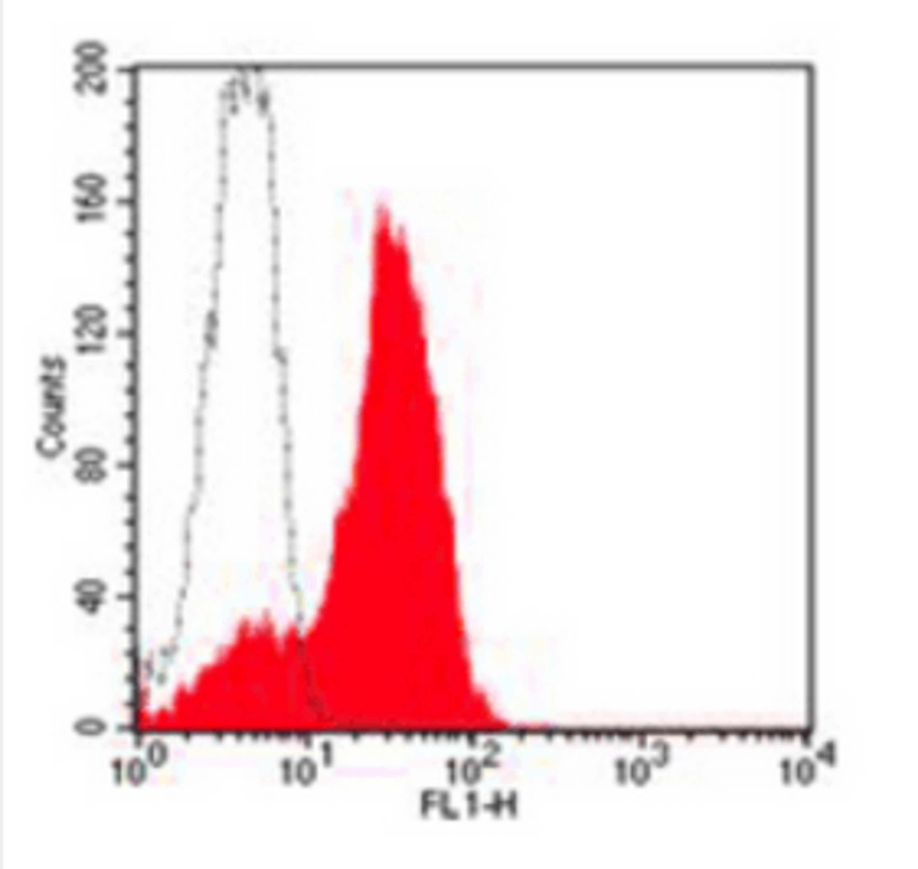 Flow cytometric analysis of human peripheral blood lymphocytes using CD58 antibody (FITC)