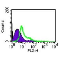 Flow (Cell Surface): TLR4 Antibody (MTS510) [Azide Free] [NBP2-24865] - Analysis using the PE conjugate of NBP2-24865. Staining of cell surface TLR4 using this antibody at 0.625 ug/10^6 Raw cells (pretreated with anti-CD16/32). The shaded histogram represents the isotype control.