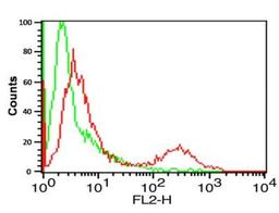 Flow Cytometry: B7-H1/PD-L1/CD274 Antibody [NBP1-76769] - Analysis of A-20 cells using B7-H1/PD-L1/CD274  antibody at 0.5 ug/ml. Green: Isotype control. Red : B7-H1/PD-L1/CD274  antibody.